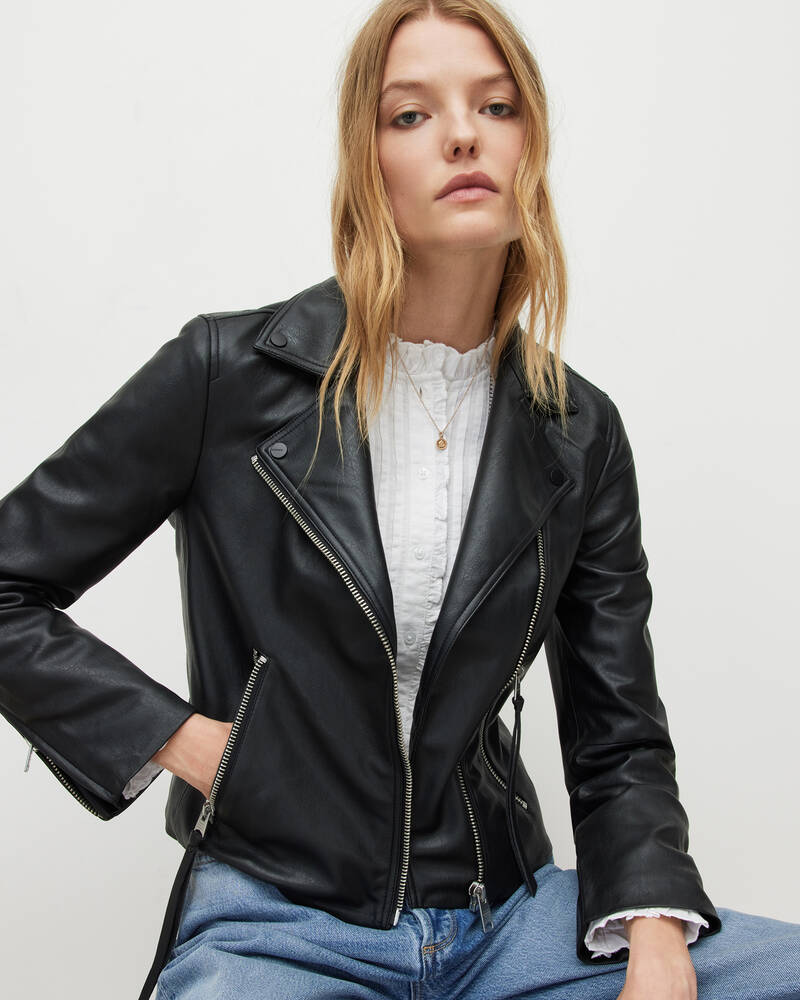 Black Allsaints Dalby Faux Biker Jacket | WL073X-5