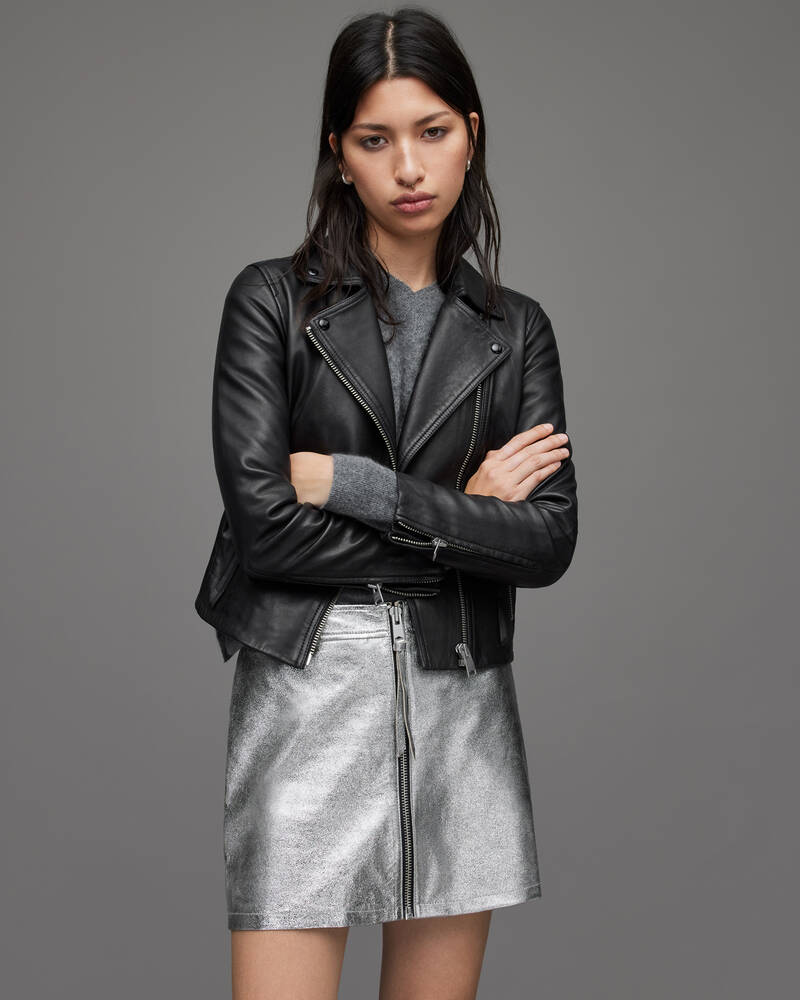 Black Allsaints Dalby Leather Biker Jacket | WL004N-5