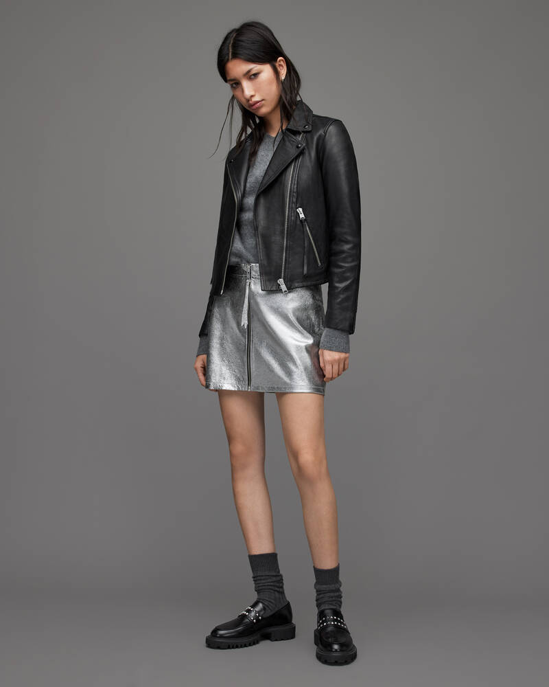 Black Allsaints Dalby Leather Biker Jacket | WL004N-5