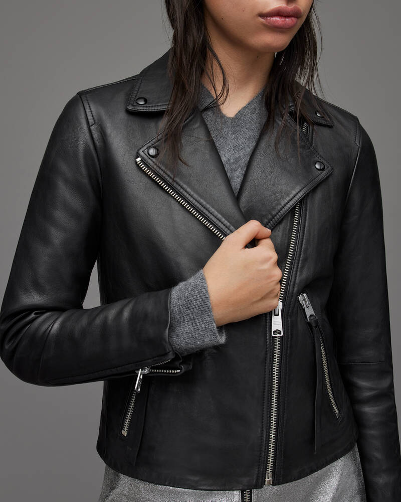 Black Allsaints Dalby Leather Biker Jacket | WL004N-5