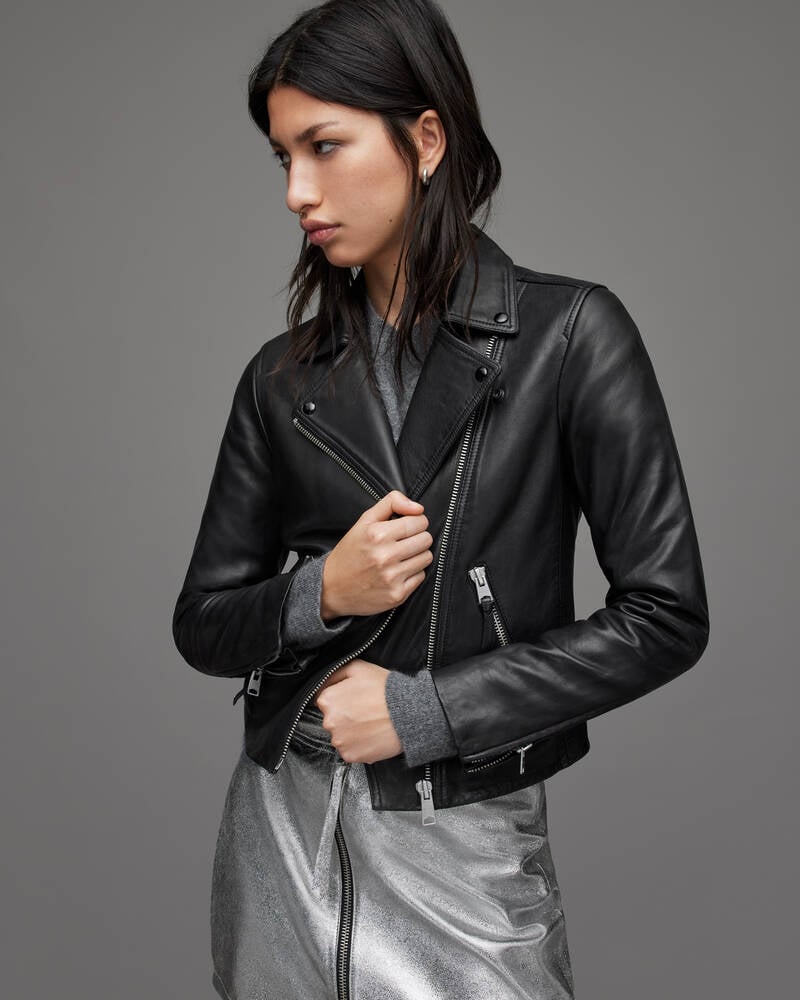 Black Allsaints Dalby Leather Biker Jacket | WL004N-5