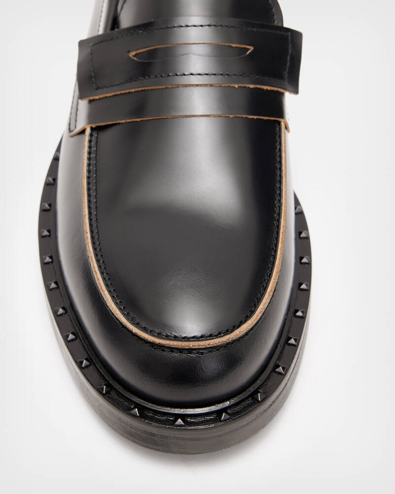 Black Allsaints Dalias Leather Loafers | MZ564X-5