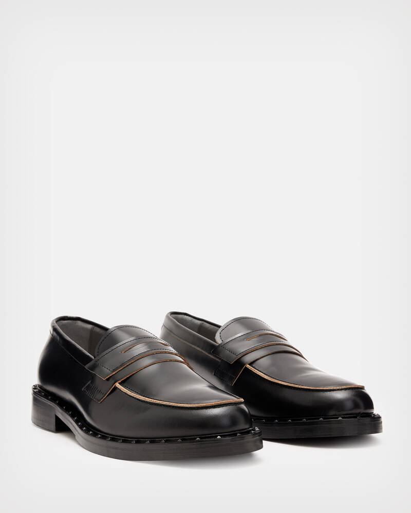 Black Allsaints Dalias Leather Loafers | MZ564X-5