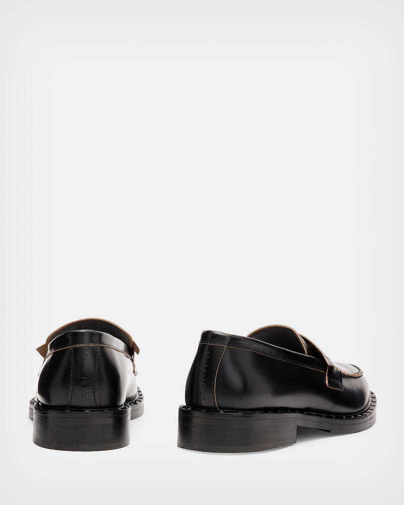 Black Allsaints Dalias Leather Loafers | MZ564X-5