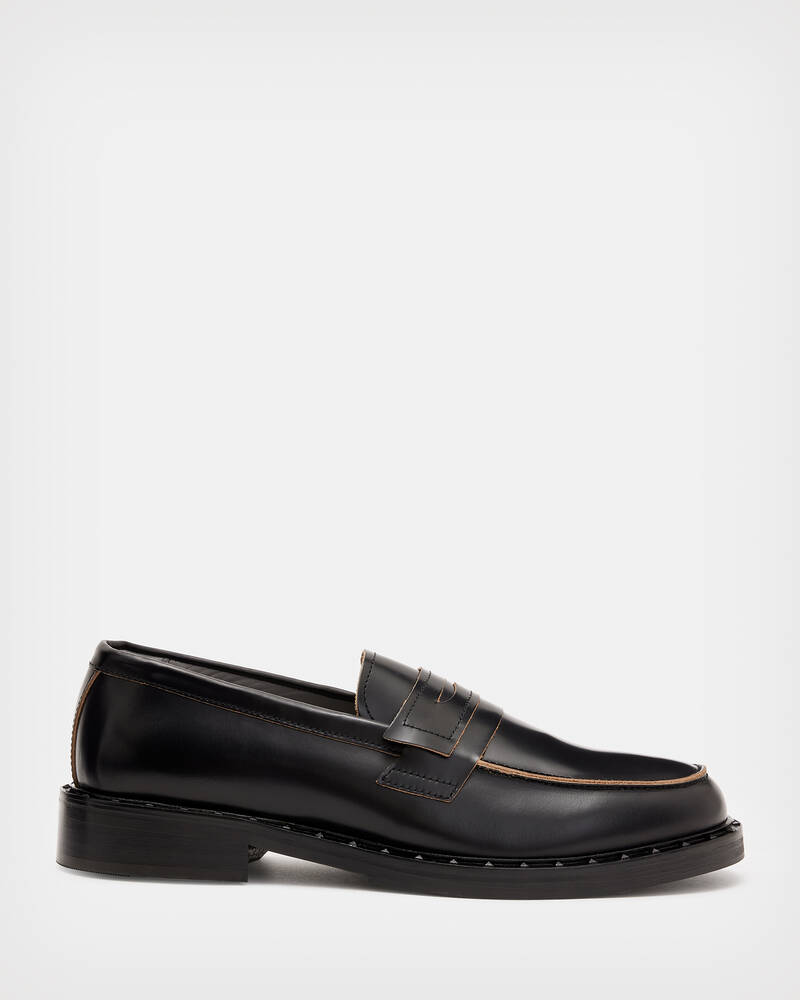 Black Allsaints Dalias Leather Loafers | MZ564X-5