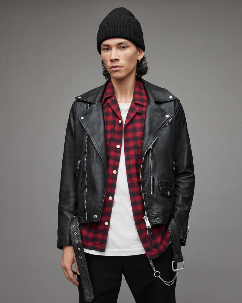 Black Allsaints Dren Leather Biker Jacket | ML089X-5