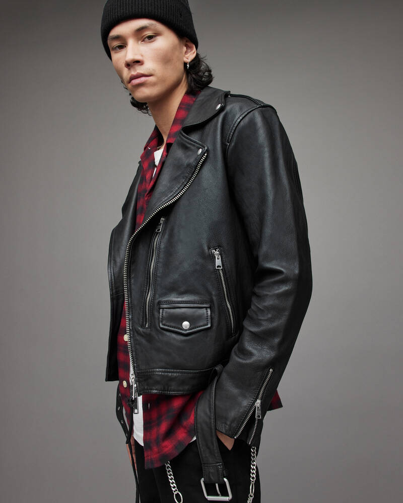 Black Allsaints Dren Leather Biker Jacket | ML089X-5