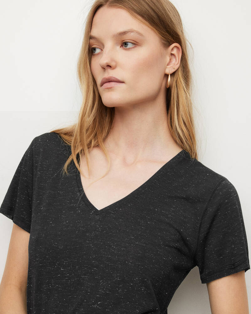 Black Allsaints Emelyn Shimmer T Shirt | WM410T-5