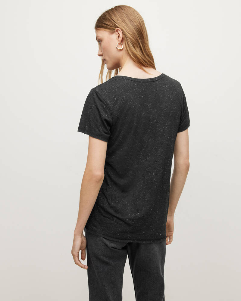 Black Allsaints Emelyn Shimmer T Shirt | WM410T-5