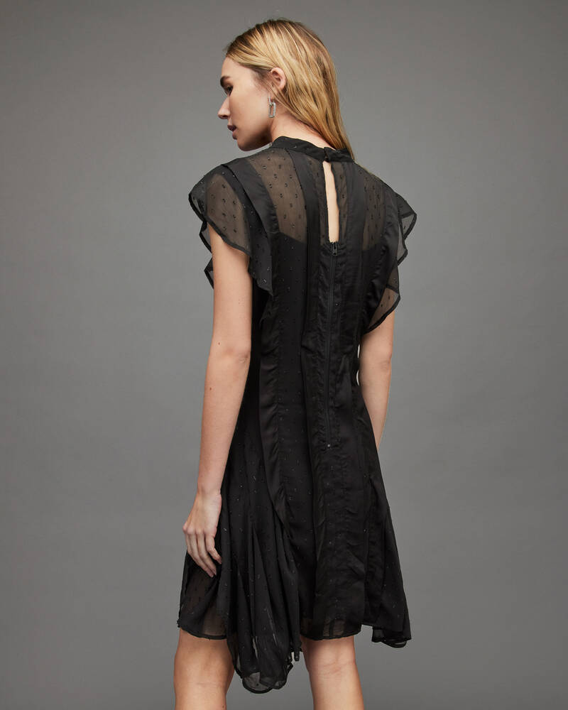 Black Allsaints Fleur Shimmer Dress | WD301X-5