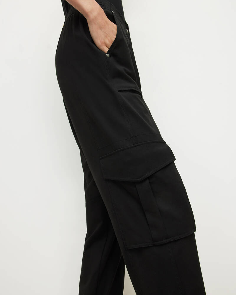 Black Allsaints Frieda High Rise Jersey Cargo Trousers | WP021X-5