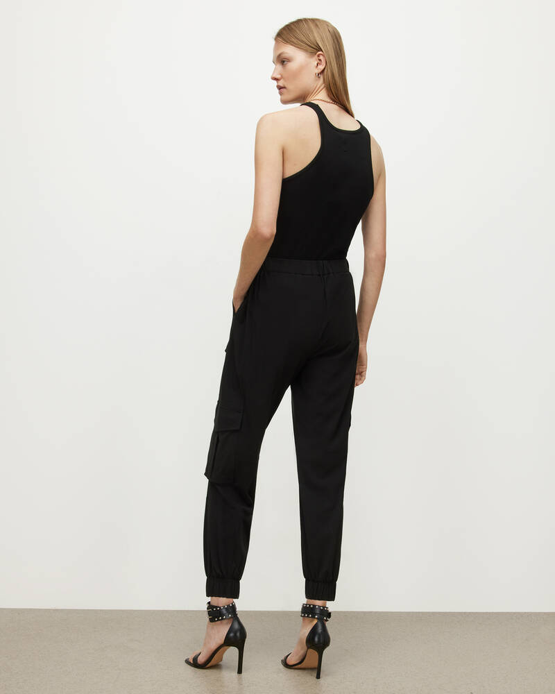 Black Allsaints Frieda High Rise Jersey Cargo Trousers | WP021X-5