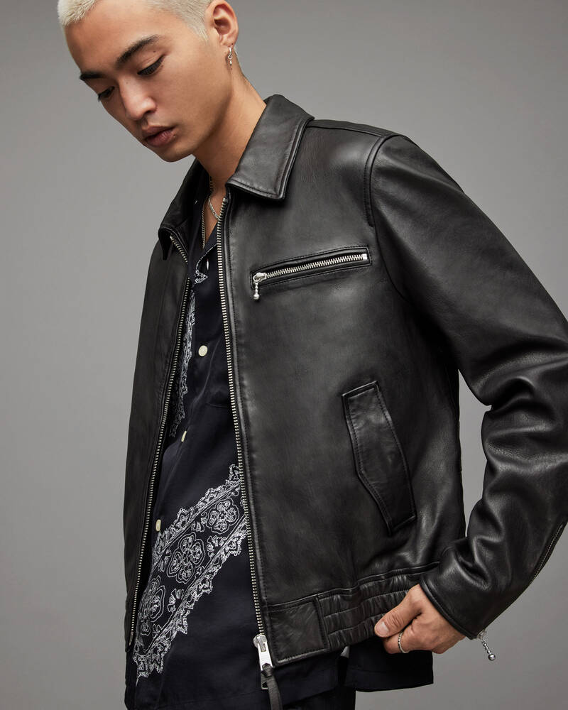 Black Allsaints Gino Leather Jacket | ML050X-5