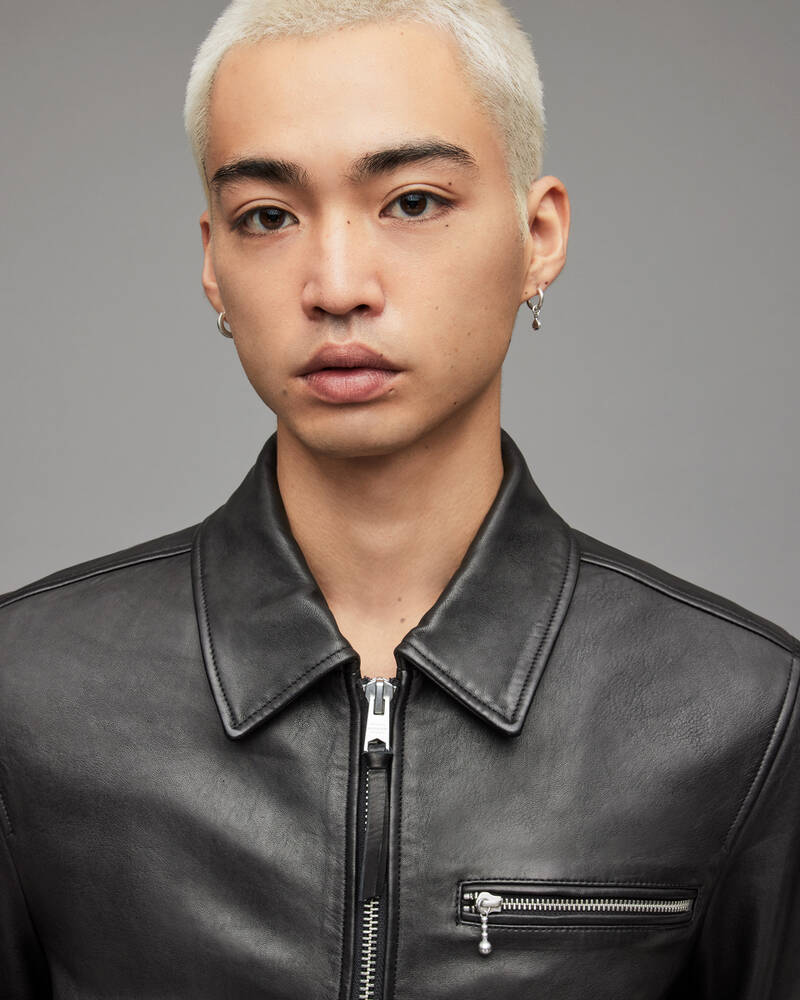 Black Allsaints Gino Leather Jacket | ML050X-5