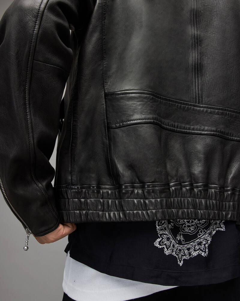 Black Allsaints Gino Leather Jacket | ML050X-5