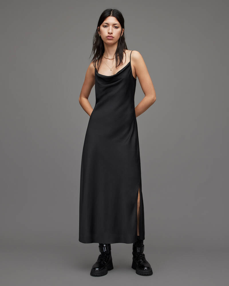 Black Allsaints Hadley Midi Dress | WD055V-5