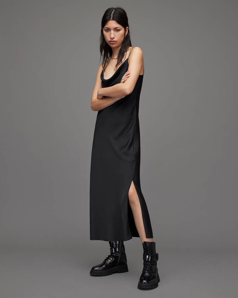 Black Allsaints Hadley Midi Dress | WD055V-5