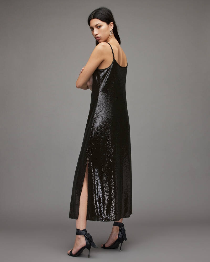 Black Allsaints Hadley Sequin Dress | WD299X-5