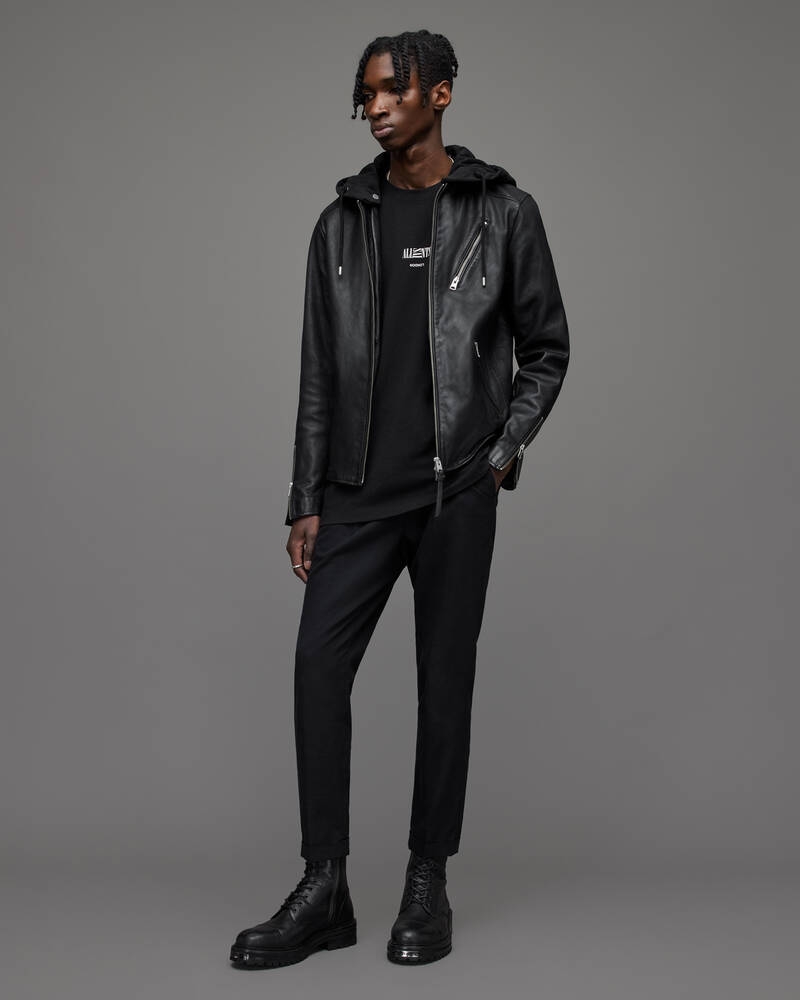 Black Allsaints Harwood Leather Biker Jacket | ML035R-5