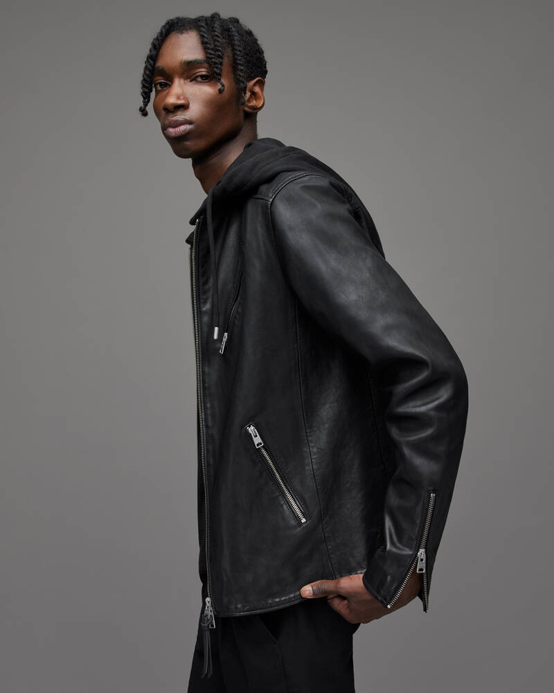 Black Allsaints Harwood Leather Biker Jacket | ML035R-5