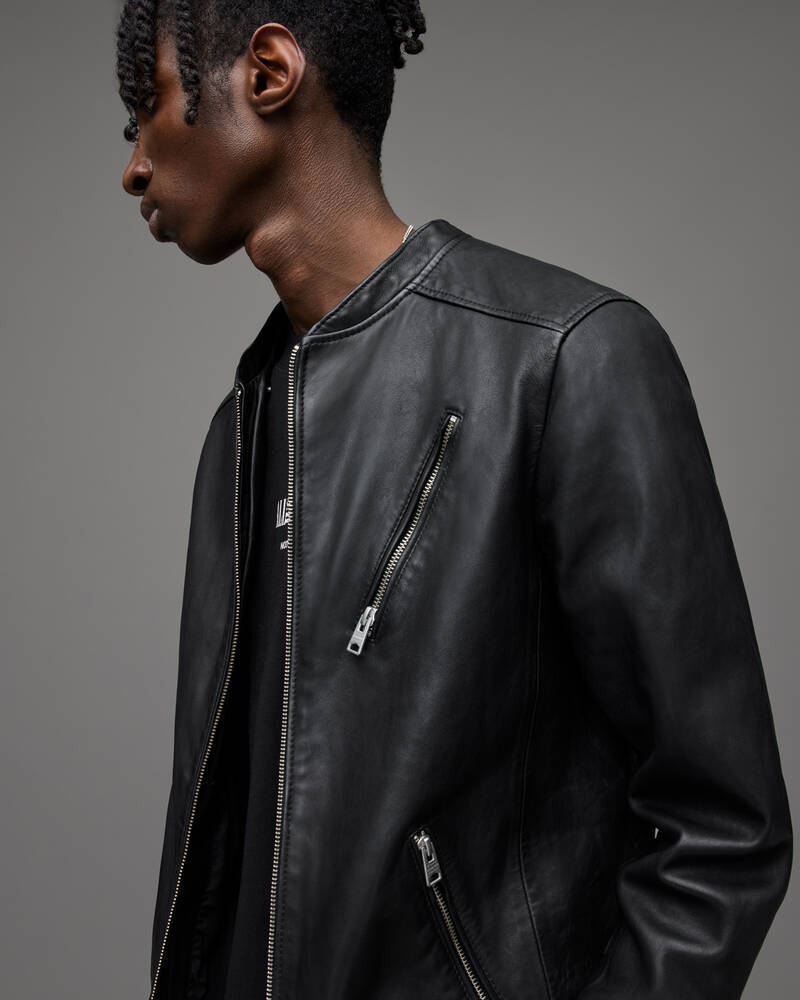 Black Allsaints Harwood Leather Biker Jacket | ML035R-5