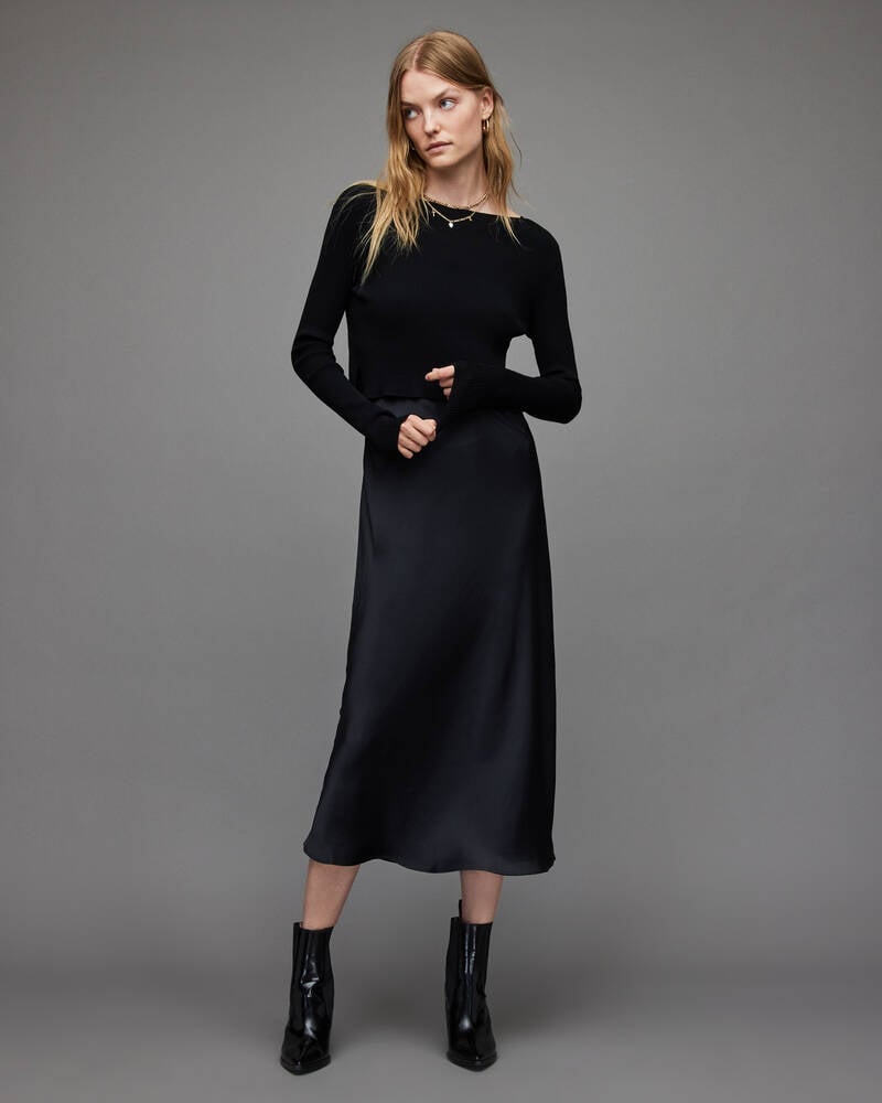 Black Allsaints Hera 2 In 1 Dress | WD199S-5