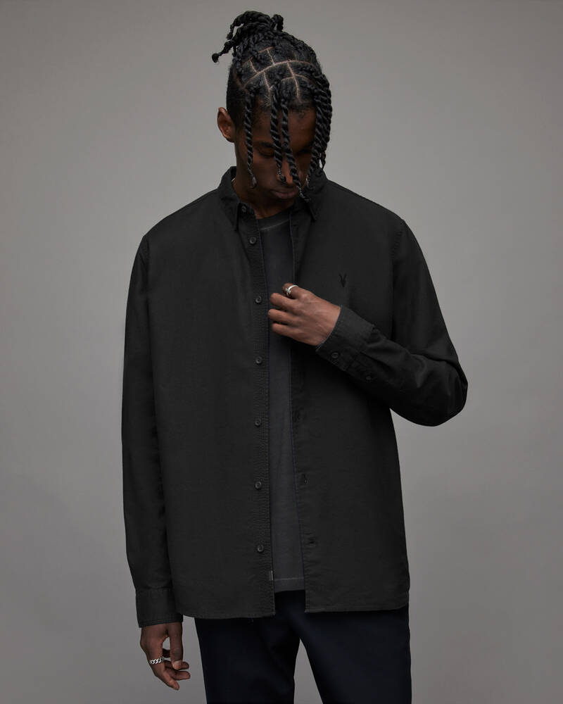 Black Allsaints Hermosa Ramskull Relaxed Shirt | MS105W-5