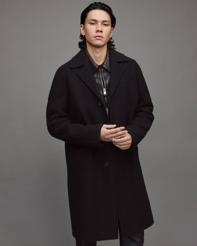 Black Allsaints Holt Wool Coat | MC038X-5