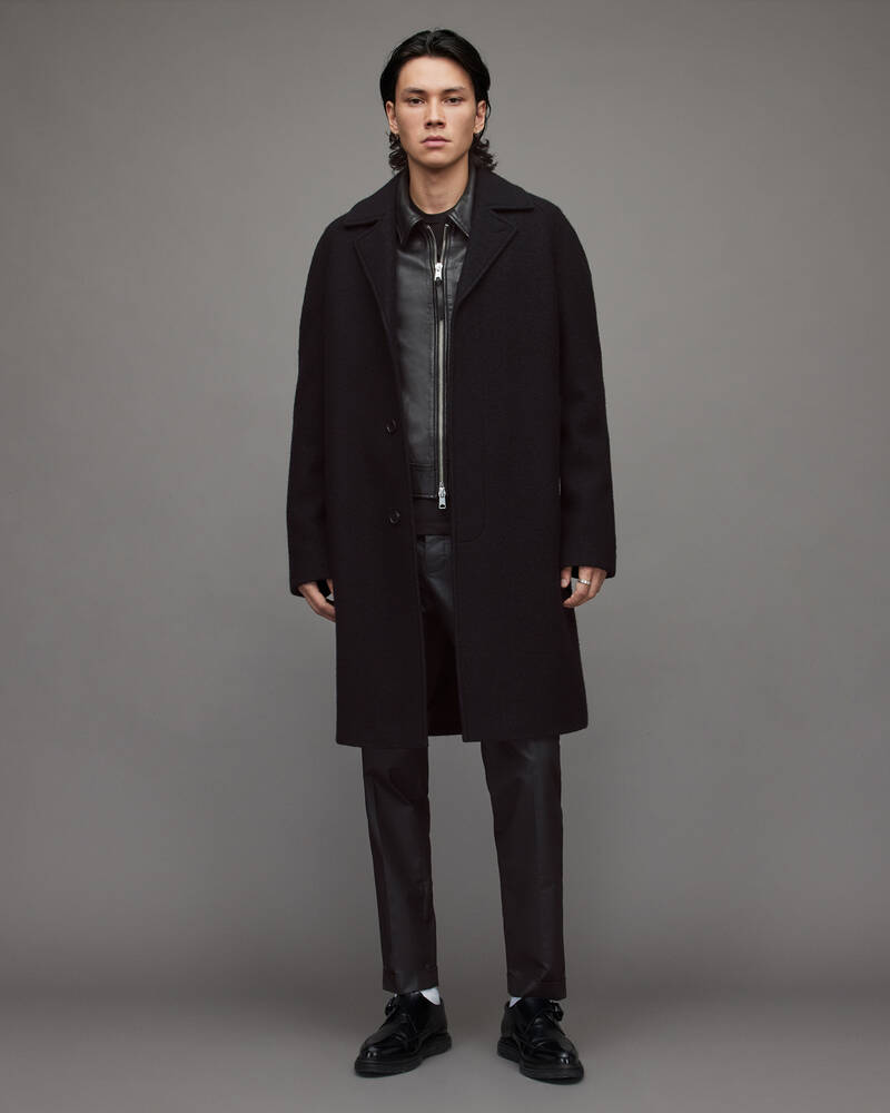 Black Allsaints Holt Wool Coat | MC038X-5