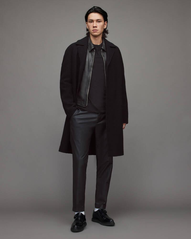 Black Allsaints Holt Wool Coat | MC038X-5