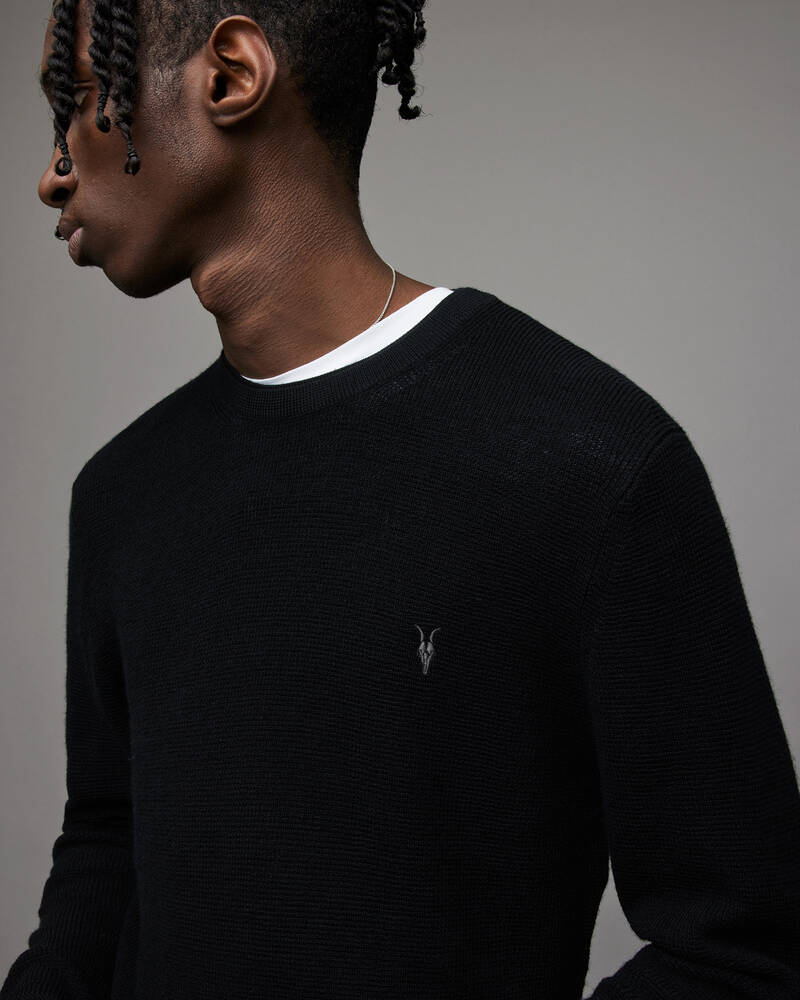 Black Allsaints Ivar Merino Crew Jumper | MK034P-5