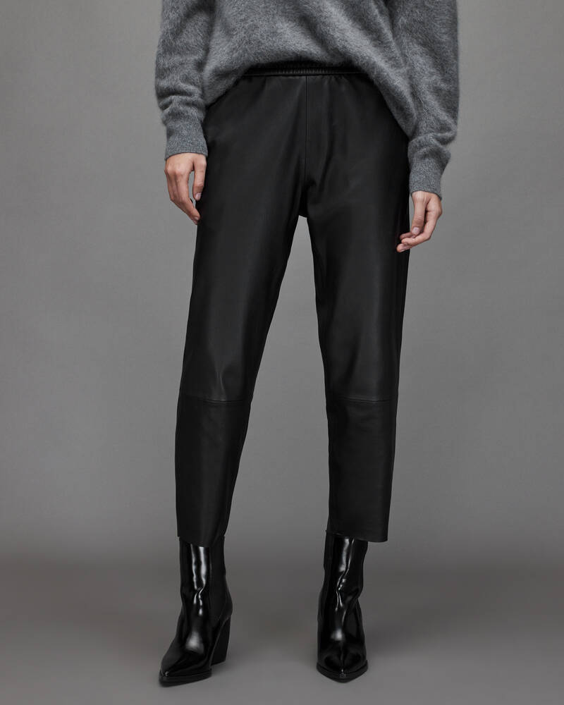 Black Allsaints Jen Leather Joggers | WL139T-5