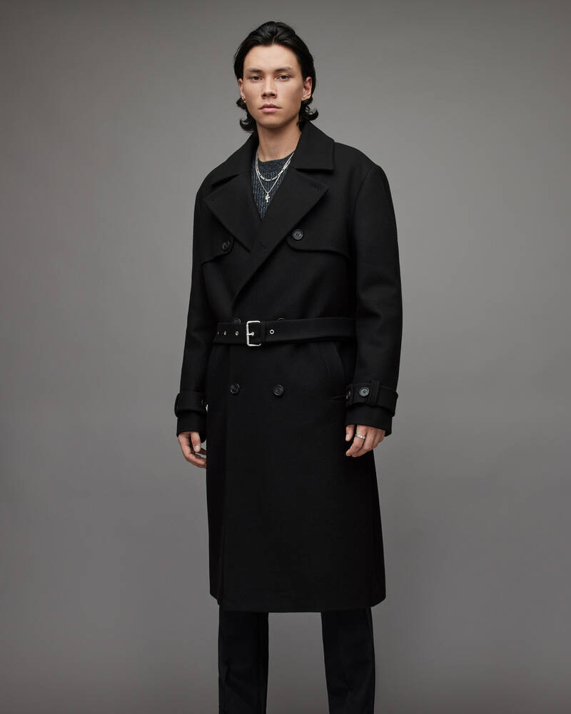 Black Allsaints Kansas Trench Coat | MC050X-5