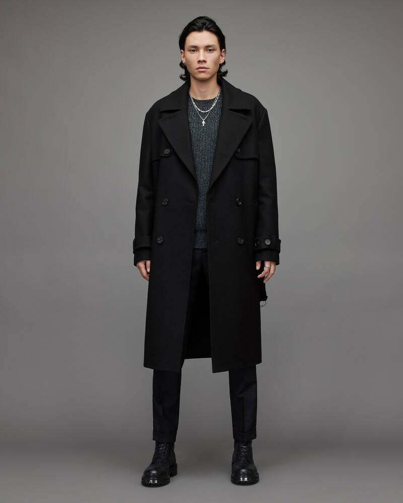 Black Allsaints Kansas Trench Coat | MC050X-5