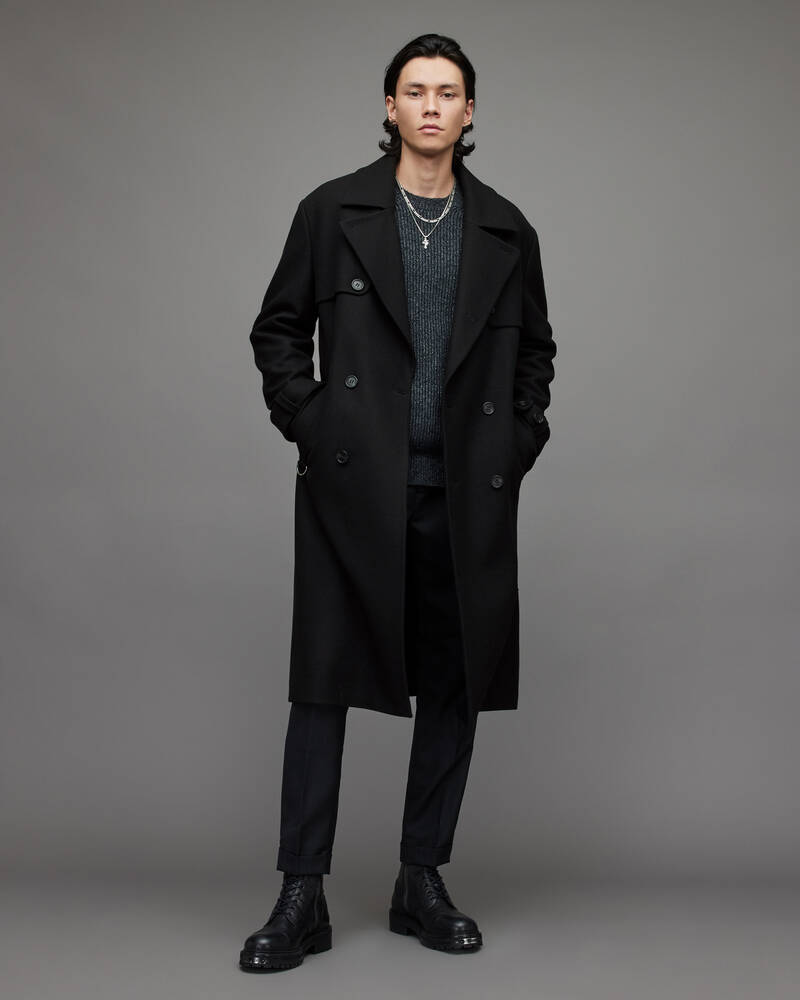 Black Allsaints Kansas Trench Coat | MC050X-5