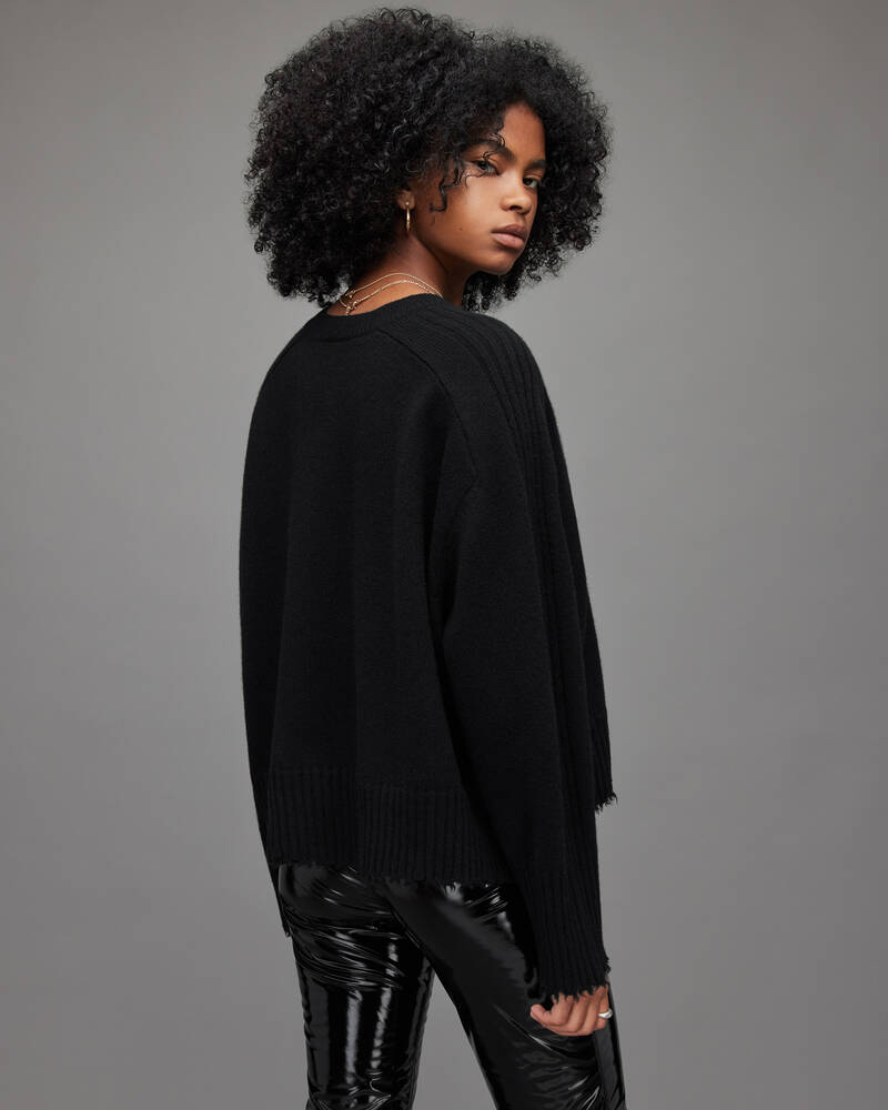 Black Allsaints Kiera Cashmere Crew Jumper | WK007V-5