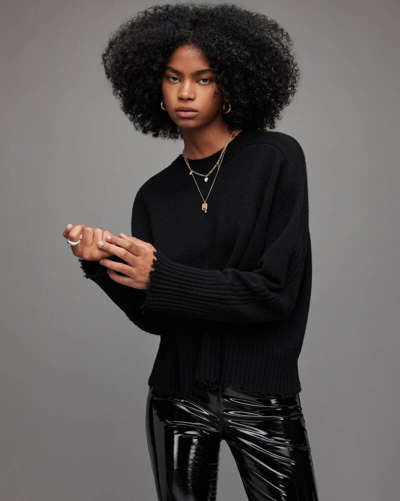 Black Allsaints Kiera Cashmere Crew Jumper | WK007V-5