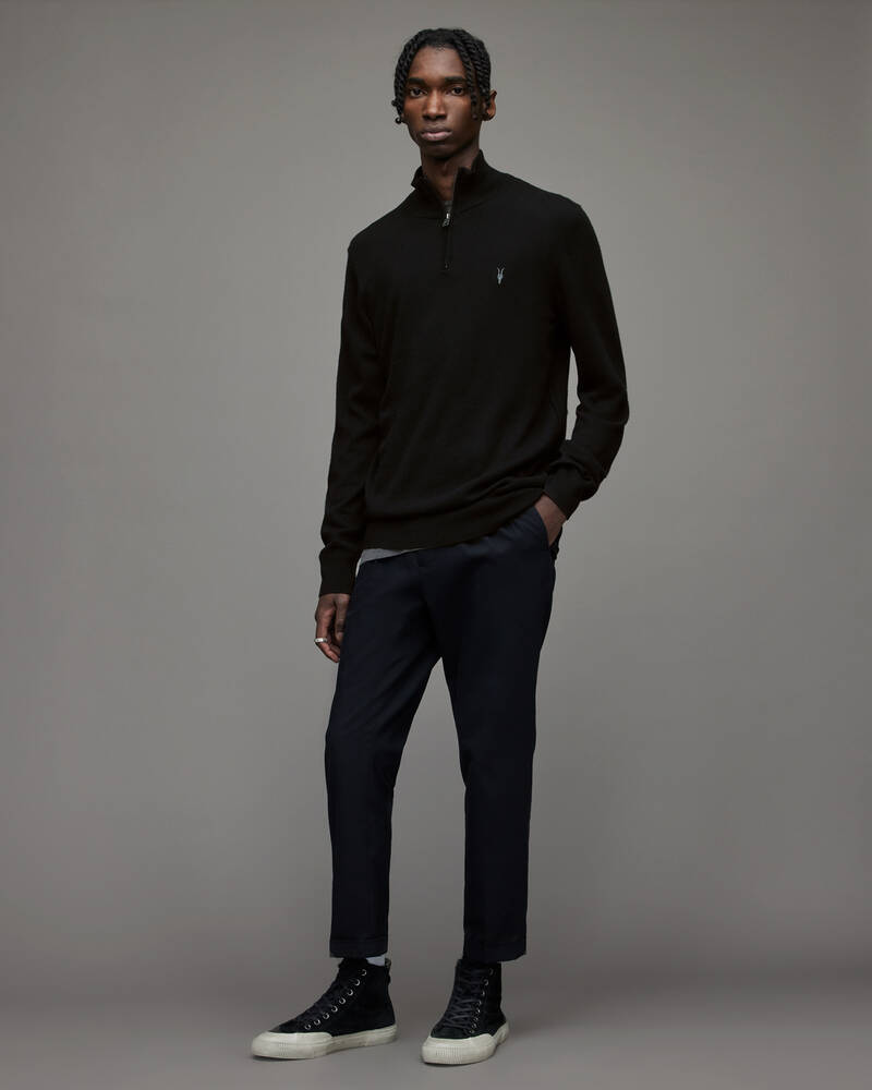 Black Allsaints Kilburn Zip Funnel Neck Jumper | MK112T-5