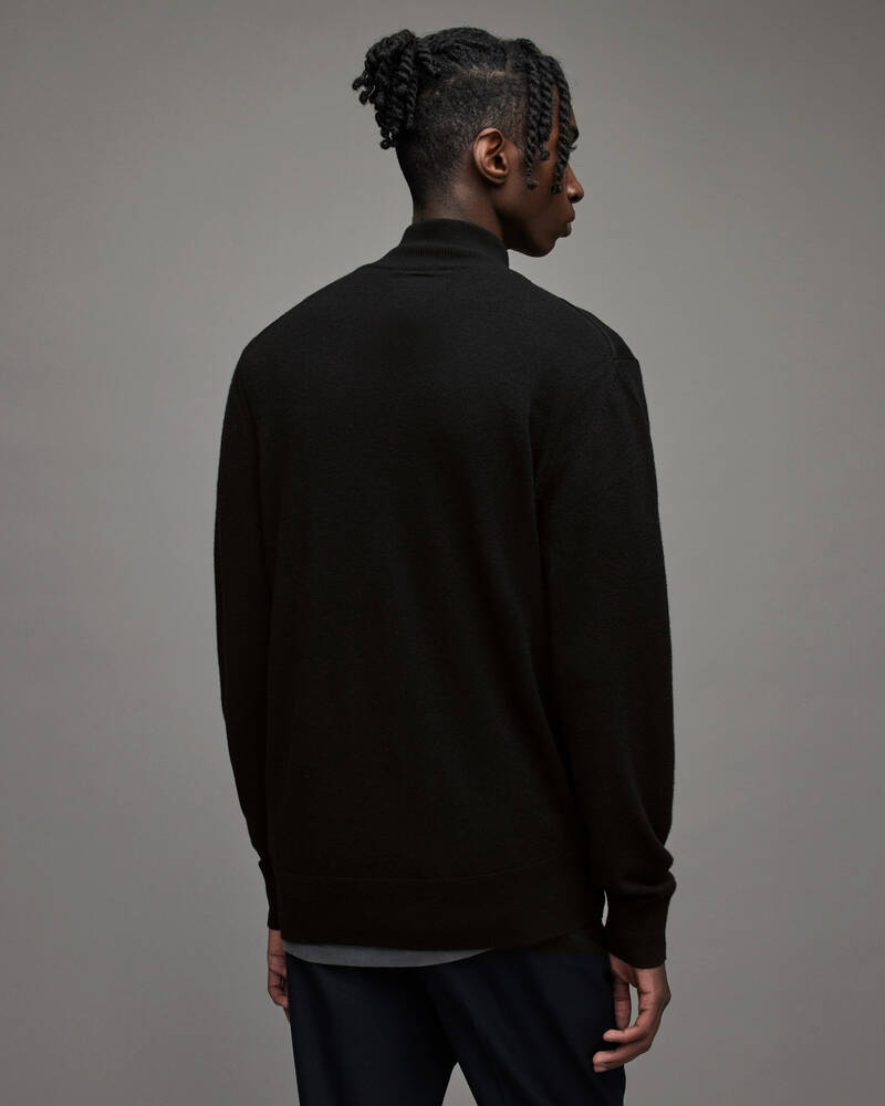 Black Allsaints Kilburn Zip Funnel Neck Jumper | MK112T-5