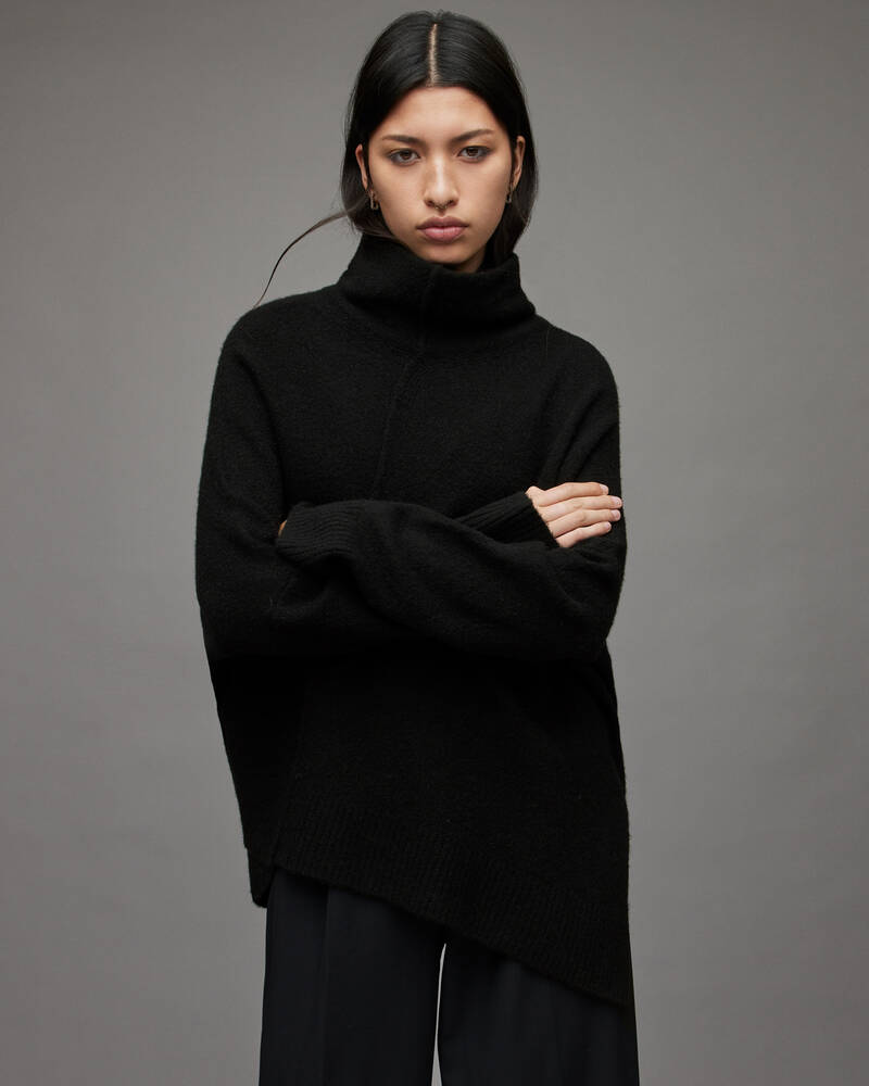 Black Allsaints Lock Roll Neck Jumper | WK076W-5