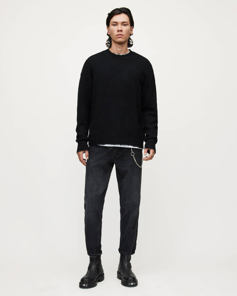 Black Allsaints Luxor Organic Wool Crew Jumper | MK044V-5