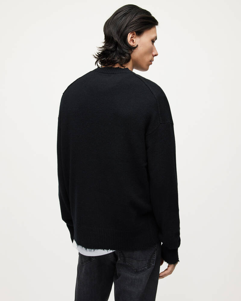 Black Allsaints Luxor Organic Wool Crew Jumper | MK044V-5