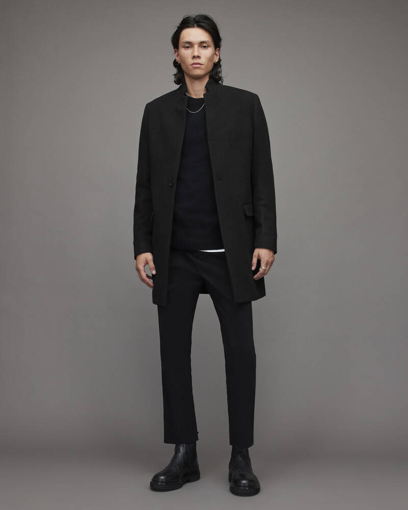 Black Allsaints Manor Wool Coat | MC048T-5