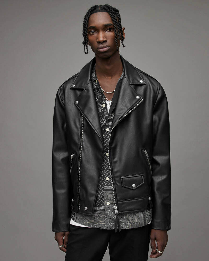 Black Allsaints Milo Faux Biker Jacket | ML077X-5