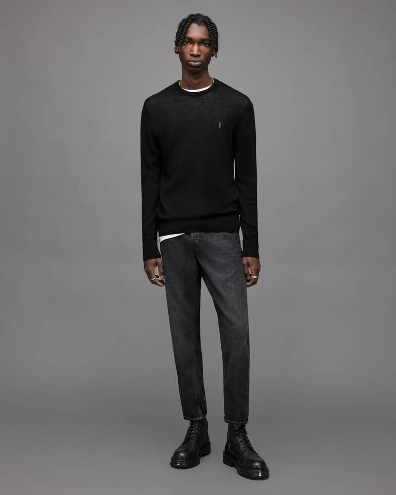 Black Allsaints Mode Merino Crew Jumper | MK129D-5