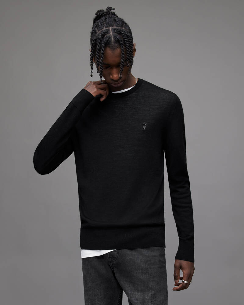 Black Allsaints Mode Merino Crew Jumper | MK129D-5