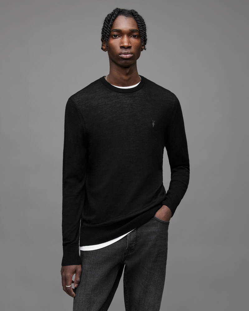 Black Allsaints Mode Merino Crew Jumper | MK129D-5