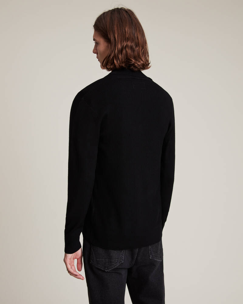 Black Allsaints Mode Merino Open Cardigan | MK002D-5