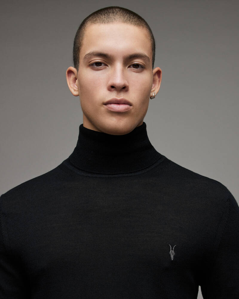 Black Allsaints Mode Merino Roll Neck Jumper | MK207X-5