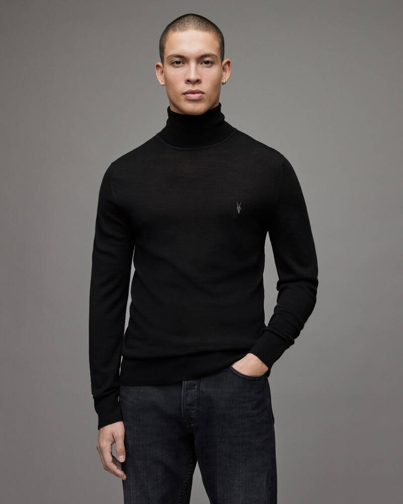 Black Allsaints Mode Merino Roll Neck Jumper | MK207X-5